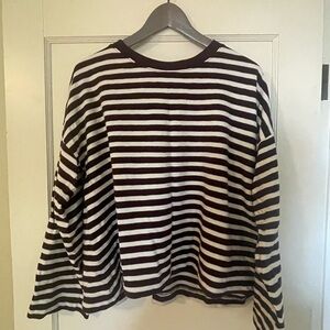 Madewell Burgundy and White Striped Top